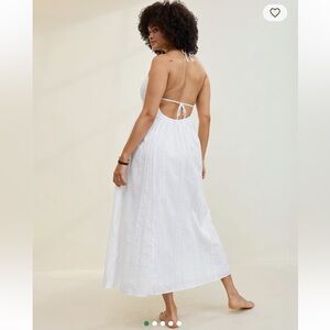 Aerie White Backless Maxi Dress